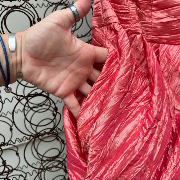 Vintage 80s 90s Jessica McClintock coral bubble strapless ruched prom dress - Picture 8 of 9